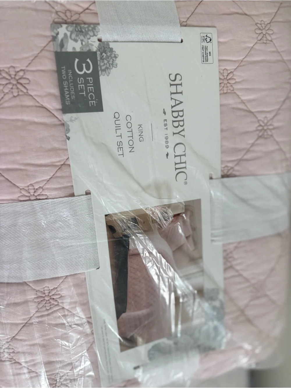 🎉LAST‎ PIECE🎉Shabby Chic Light Pink Quilted Cotton Quilt Set